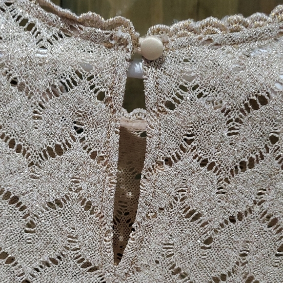 Tan Sheath Midi Dress with Flutter Cap Sleeves - Picture 6 of 7